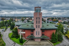 Chojnice - kościół Matki Bożej Królowej Polski z lotu ptaka 2022